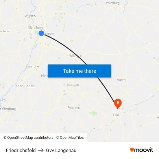 Friedrichsfeld to Gvv Langenau map