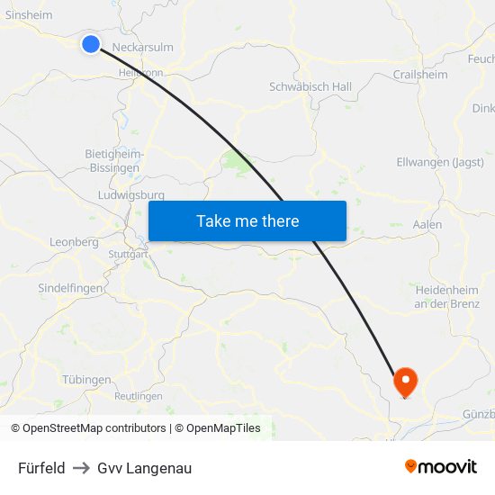 Fürfeld to Gvv Langenau map