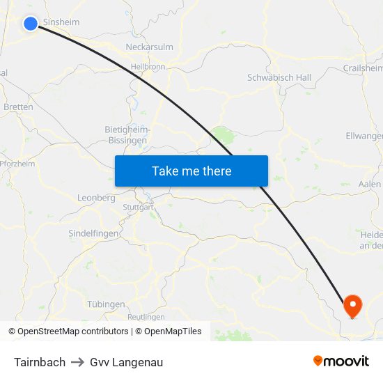 Tairnbach to Gvv Langenau map