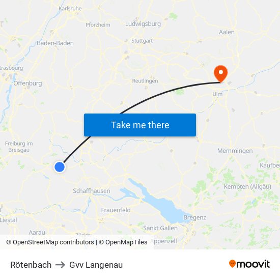 Rötenbach to Gvv Langenau map