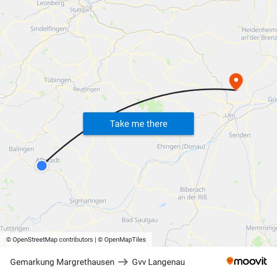 Gemarkung Margrethausen to Gvv Langenau map