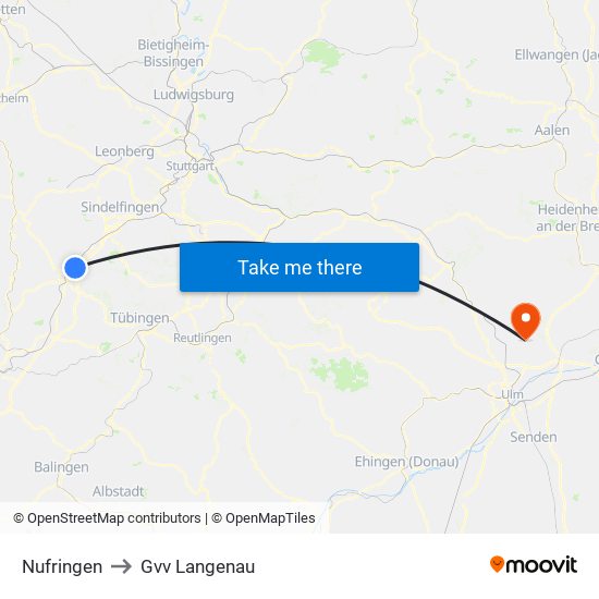 Nufringen to Gvv Langenau map