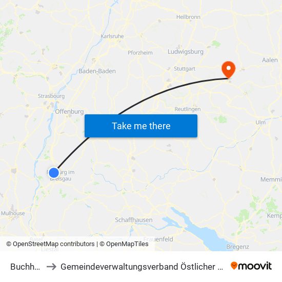 Buchheim to Gemeindeverwaltungsverband Östlicher Schurwald map