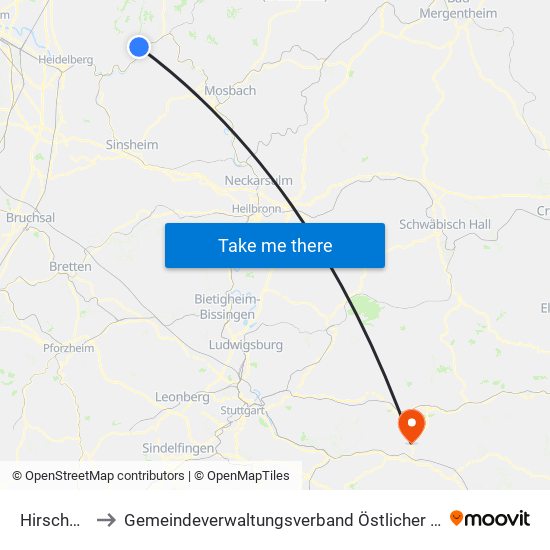 Hirschhorn to Gemeindeverwaltungsverband Östlicher Schurwald map