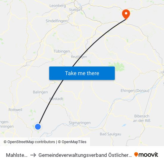 Mahlstetten to Gemeindeverwaltungsverband Östlicher Schurwald map