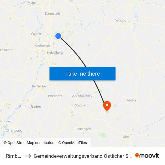 Rimbach to Gemeindeverwaltungsverband Östlicher Schurwald map