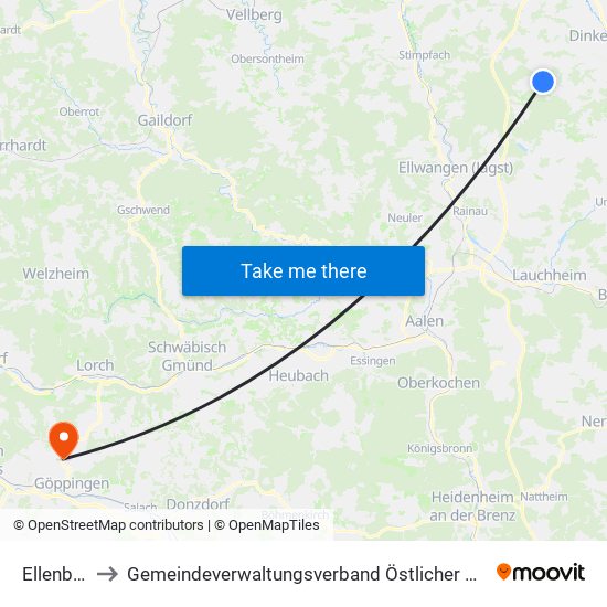 Ellenberg to Gemeindeverwaltungsverband Östlicher Schurwald map