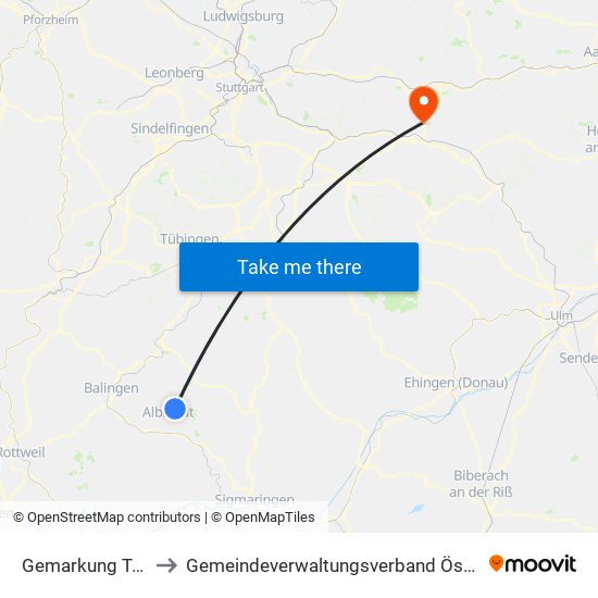 Gemarkung Tailfingen to Gemeindeverwaltungsverband Östlicher Schurwald map