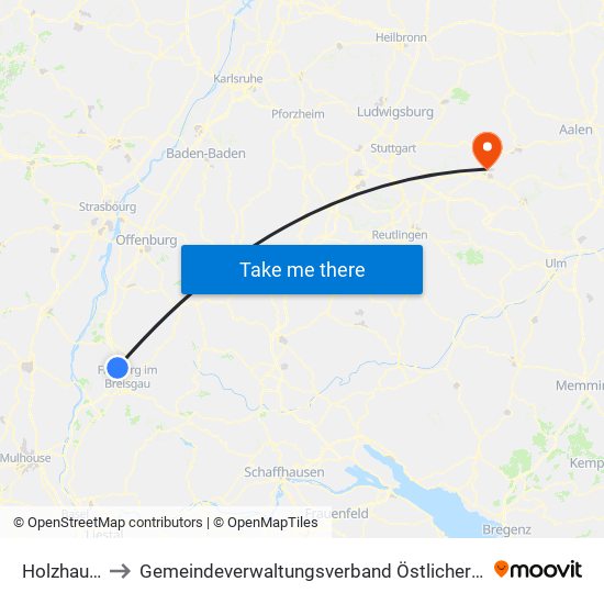 Holzhausen to Gemeindeverwaltungsverband Östlicher Schurwald map