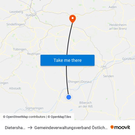 Dietershausen to Gemeindeverwaltungsverband Östlicher Schurwald map