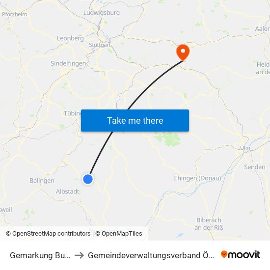 Gemarkung Burladingen to Gemeindeverwaltungsverband Östlicher Schurwald map