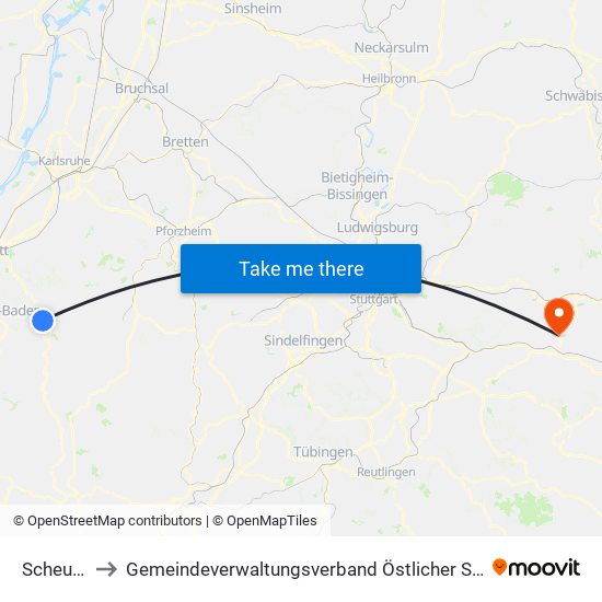 Scheuern to Gemeindeverwaltungsverband Östlicher Schurwald map