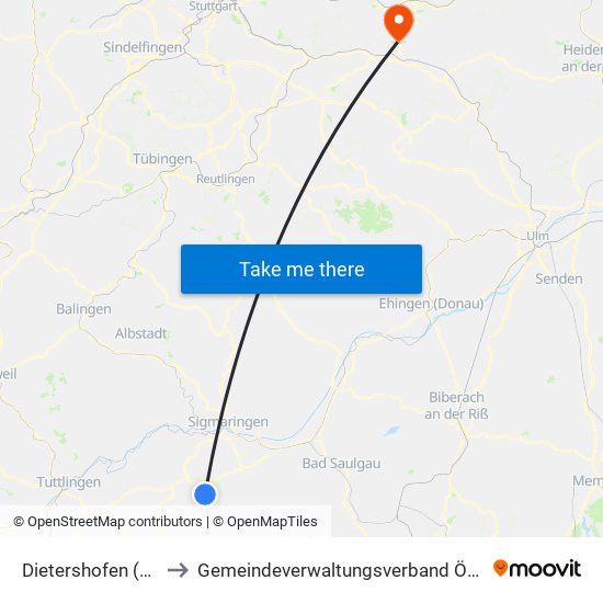 Dietershofen (Meßkirch) to Gemeindeverwaltungsverband Östlicher Schurwald map