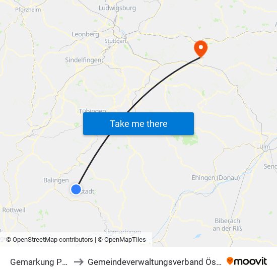 Gemarkung Pfeffingen to Gemeindeverwaltungsverband Östlicher Schurwald map