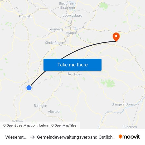 Wiesenstetten to Gemeindeverwaltungsverband Östlicher Schurwald map