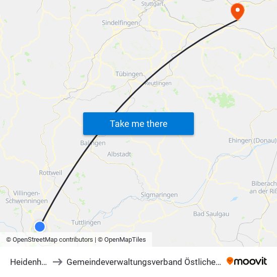 Heidenhofen to Gemeindeverwaltungsverband Östlicher Schurwald map