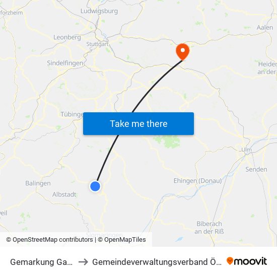 Gemarkung Gauselfingen to Gemeindeverwaltungsverband Östlicher Schurwald map