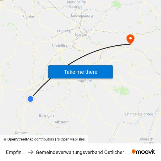 Empfingen to Gemeindeverwaltungsverband Östlicher Schurwald map