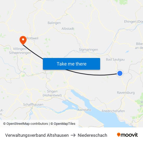 Verwaltungsverband Altshausen to Niedereschach map