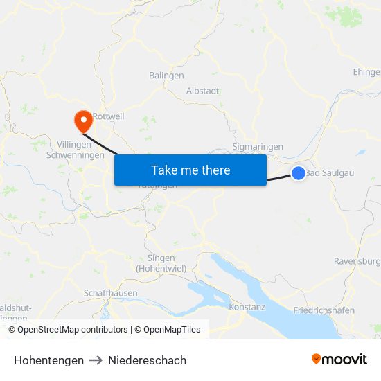 Hohentengen to Niedereschach map