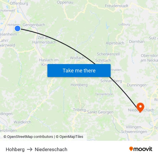 Hohberg to Niedereschach map