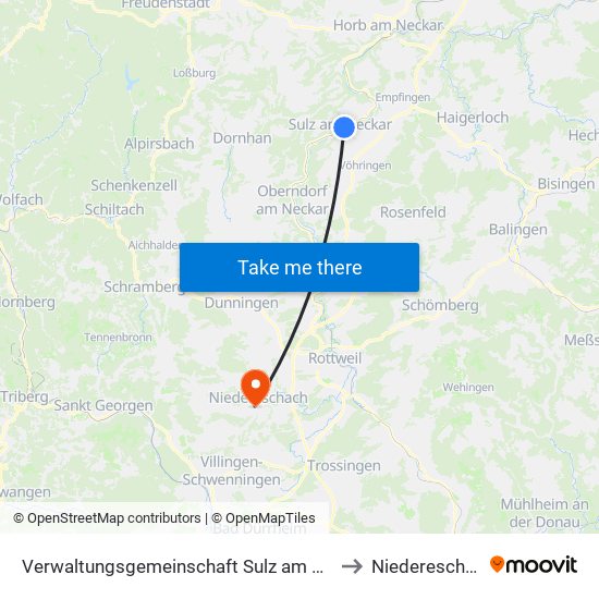 Verwaltungsgemeinschaft Sulz am Neckar to Niedereschach map