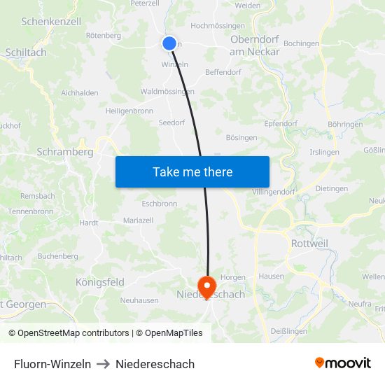 Fluorn-Winzeln to Niedereschach map