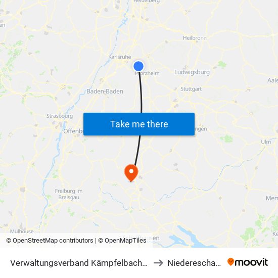 Verwaltungsverband Kämpfelbachtal to Niedereschach map