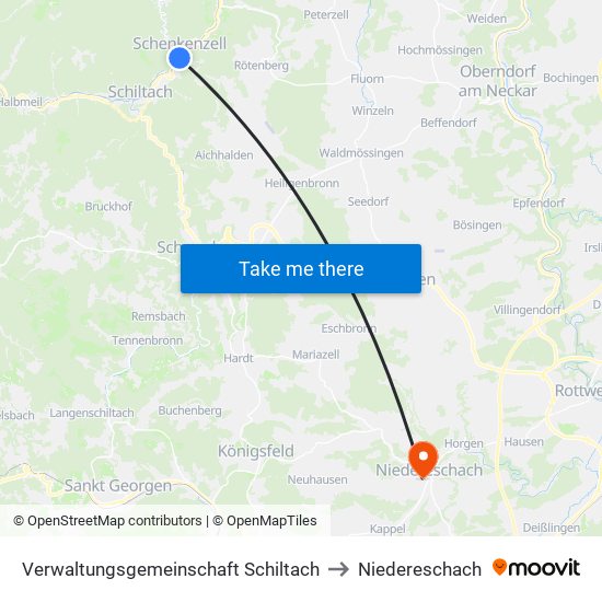 Verwaltungsgemeinschaft Schiltach to Niedereschach map