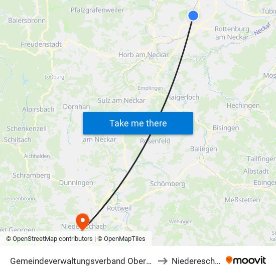 Gemeindeverwaltungsverband Oberes Gäu to Niedereschach map