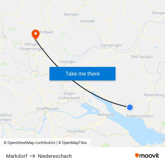 Markdorf to Niedereschach map