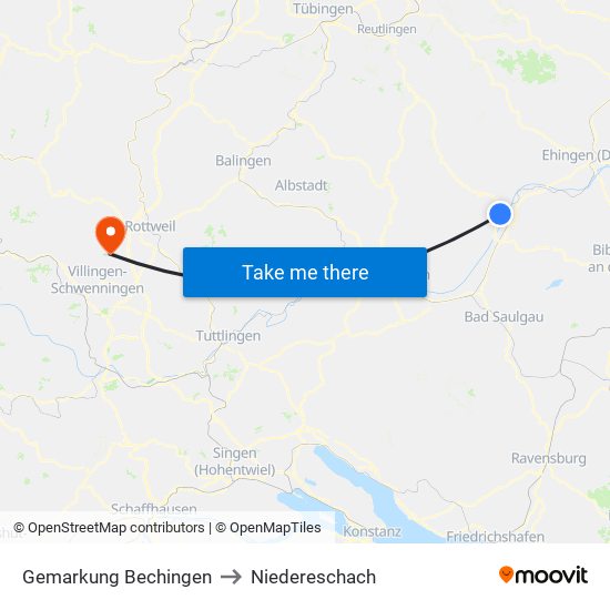 Gemarkung Bechingen to Niedereschach map