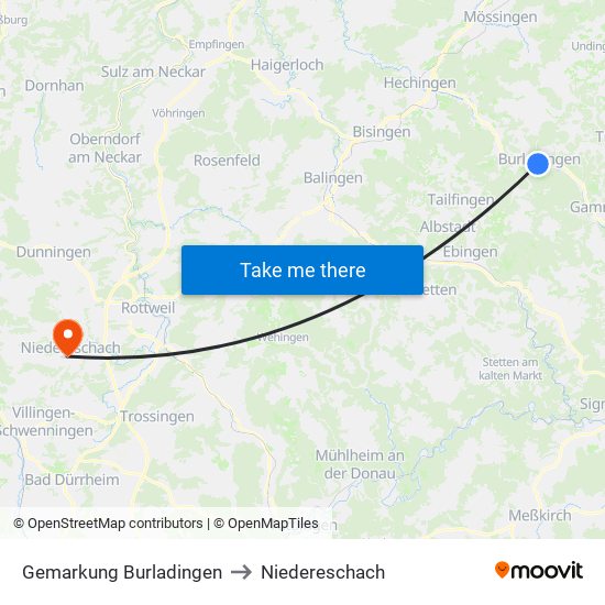 Gemarkung Burladingen to Niedereschach map