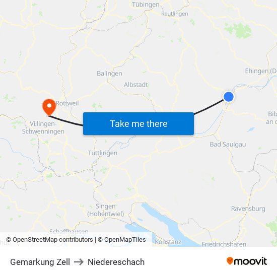 Gemarkung Zell to Niedereschach map