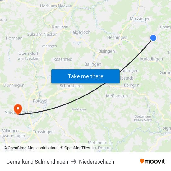 Gemarkung Salmendingen to Niedereschach map