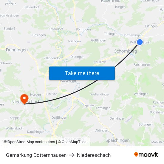 Gemarkung Dotternhausen to Niedereschach map