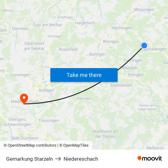 Gemarkung Starzeln to Niedereschach map