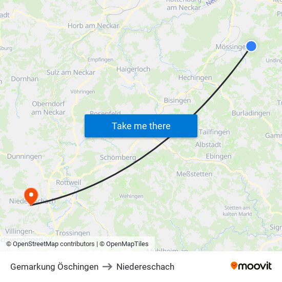 Gemarkung Öschingen to Niedereschach map