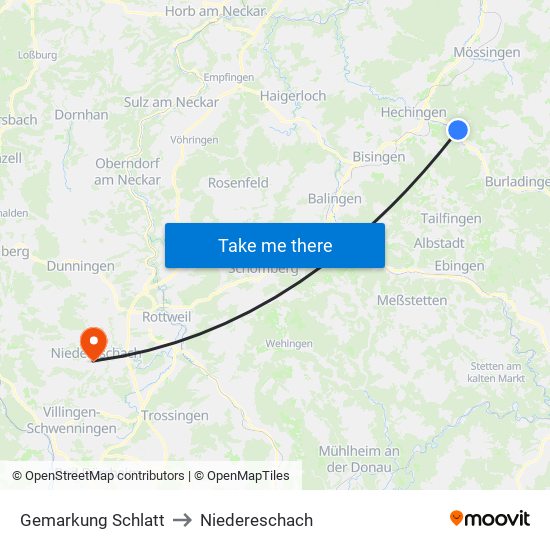 Gemarkung Schlatt to Niedereschach map