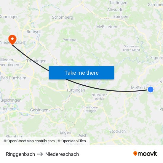 Ringgenbach to Niedereschach map
