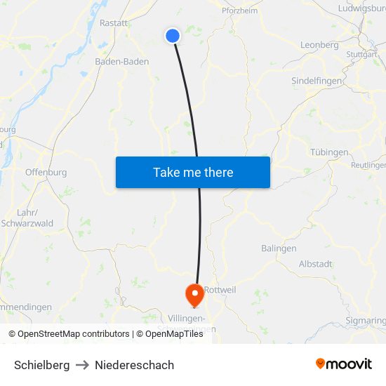 Schielberg to Niedereschach map