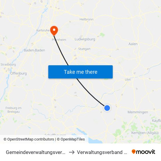 Gemeindeverwaltungsverband Bad Buchau to Verwaltungsverband Kämpfelbachtal map