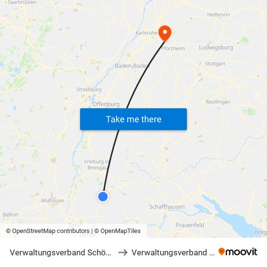 Verwaltungsverband Schönau Im Schwarzwald to Verwaltungsverband Kämpfelbachtal map