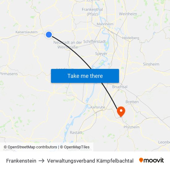 Frankenstein to Verwaltungsverband Kämpfelbachtal map