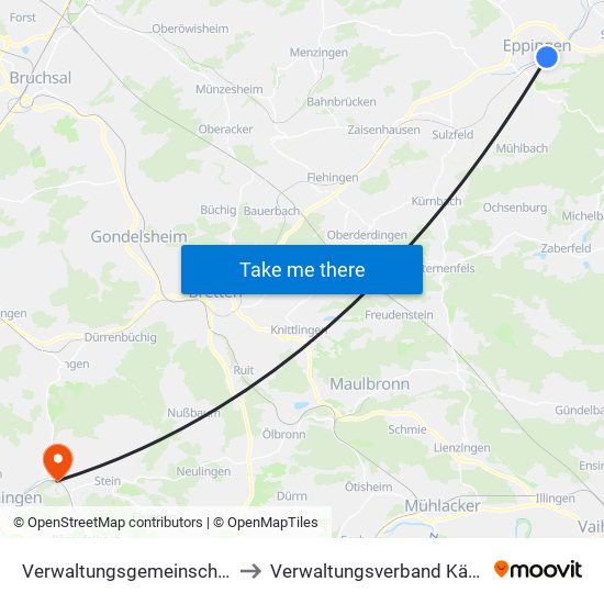 Verwaltungsgemeinschaft Eppingen to Verwaltungsverband Kämpfelbachtal map