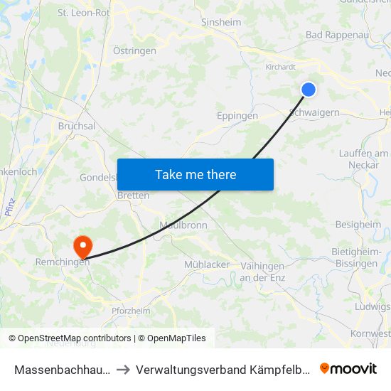 Massenbachhausen to Verwaltungsverband Kämpfelbachtal map