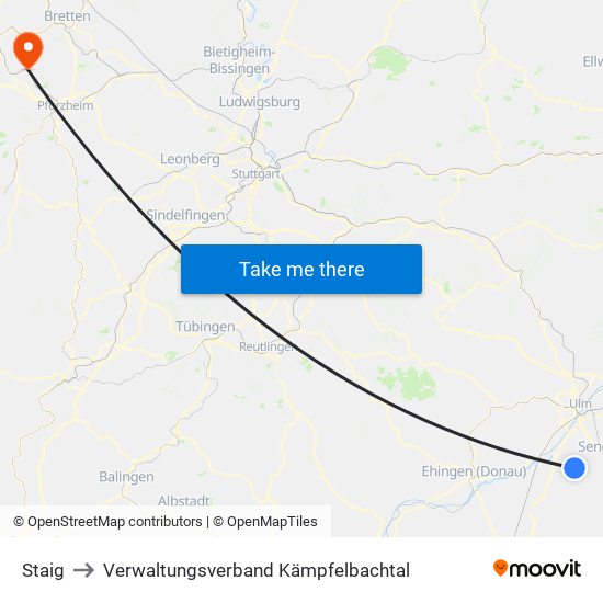 Staig to Verwaltungsverband Kämpfelbachtal map