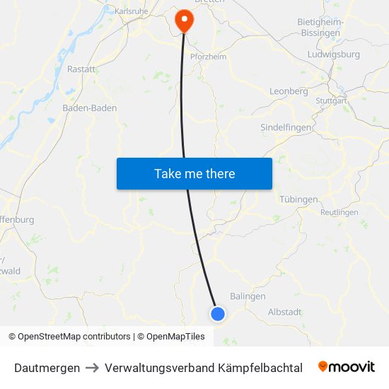 Dautmergen to Verwaltungsverband Kämpfelbachtal map