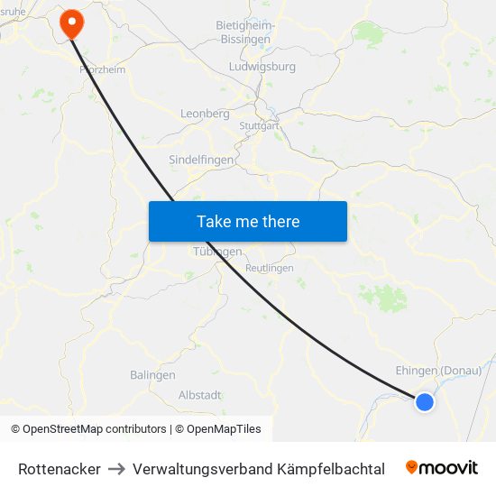 Rottenacker to Verwaltungsverband Kämpfelbachtal map