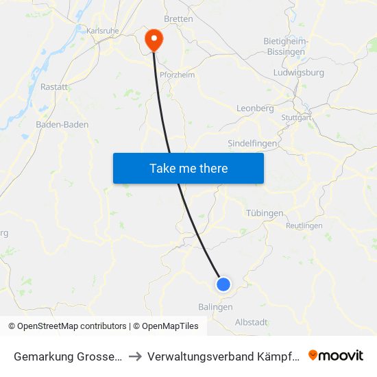 Gemarkung Grosselfingen to Verwaltungsverband Kämpfelbachtal map